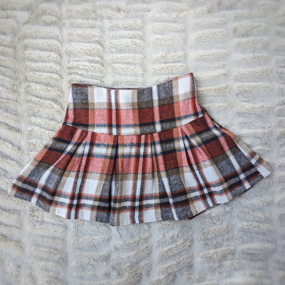 Miami Plaid Mini Skirt - Red, Brown, White